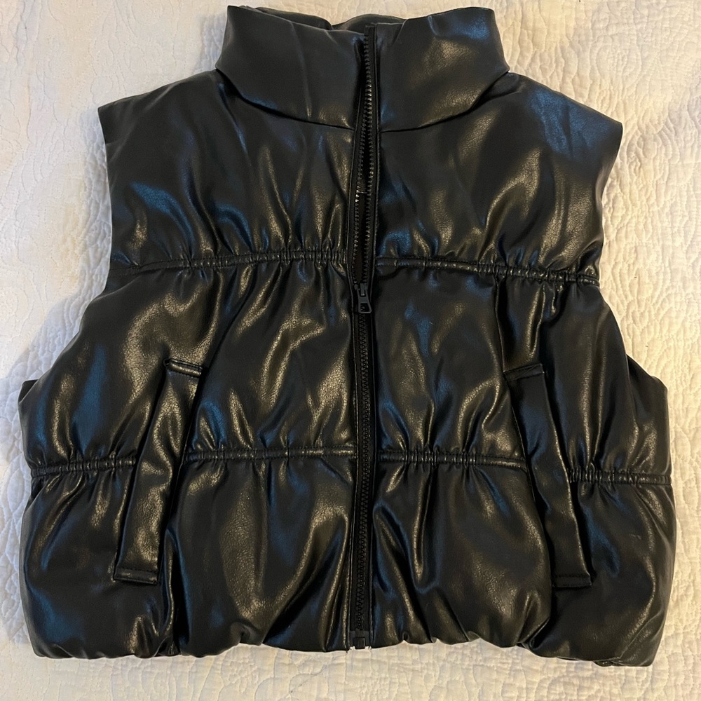 H&M Divided Black Faux Leather Vest